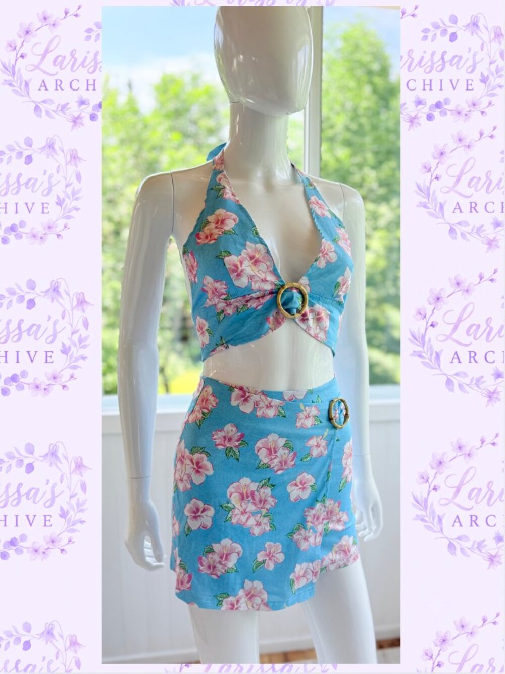 dELiA*s by Dolls Kill | "Long Hot Summer" Hibiscus Two-Piece Set | Size XS - Picture 2 of 16